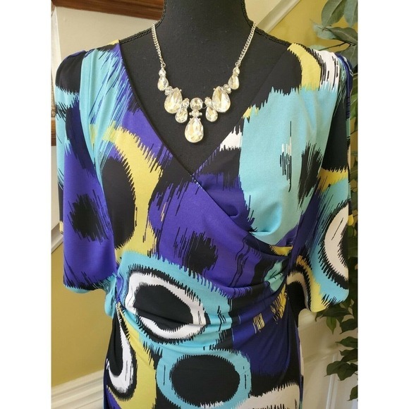 Sangria Size 4 Faux Wrap Dress Flair Sleeves - Picture 3 of 12